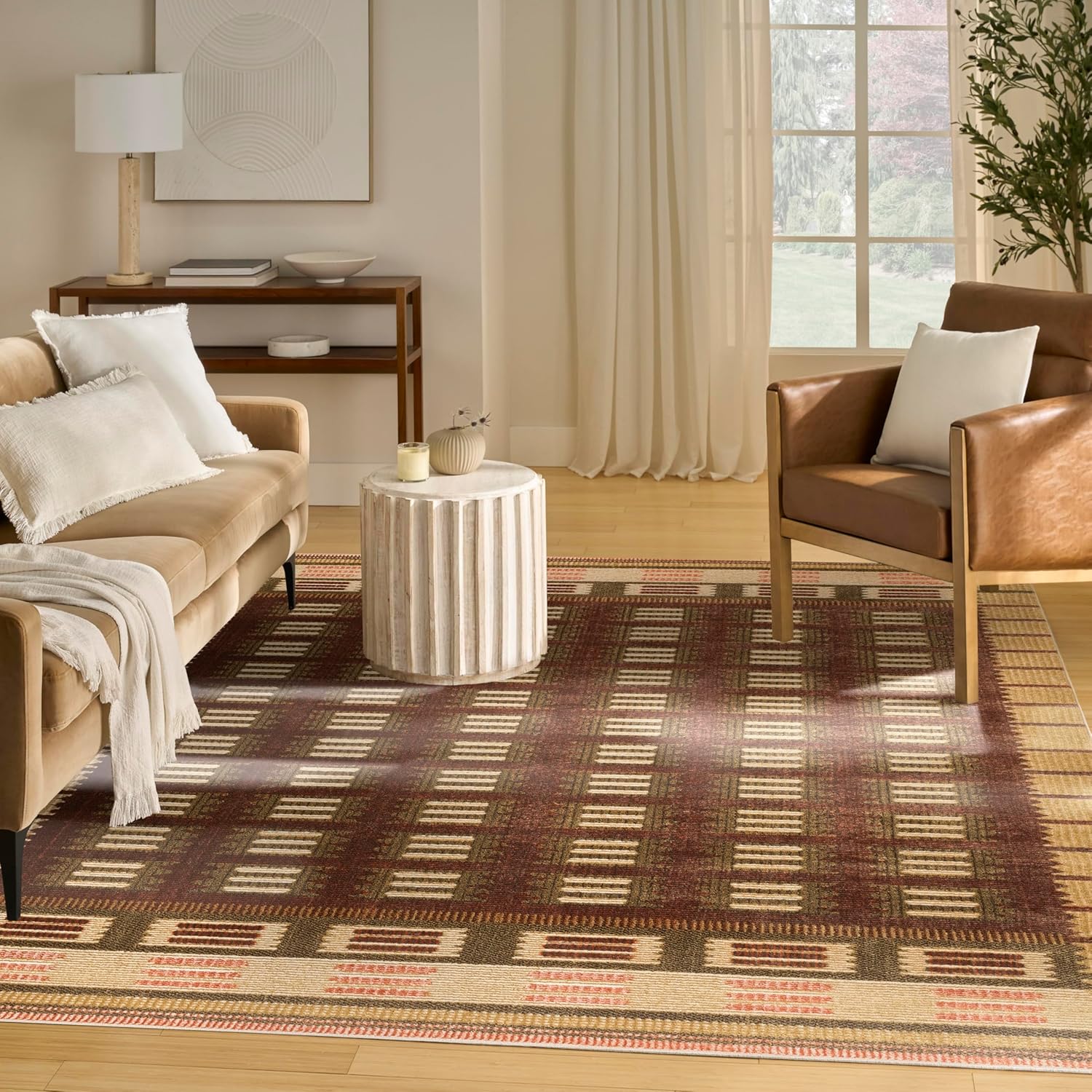 Nourison Home Nordic Rust 8' x 10' Area Rug - Easy Clean, Non Shedding, Bed Room, Living Room, Dining Room, Kitchen (8' x 10')