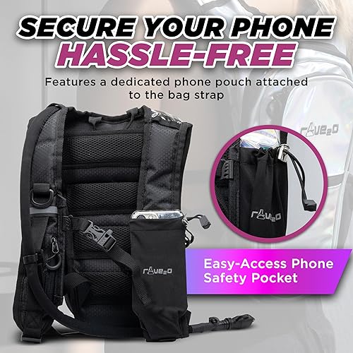 Miniatura 7 de Mochila de hidratación antirrobo para rave Mochila de agua aislada de 1.5 litros para raves, festivales, senderismo, correr, paquete de hidratación