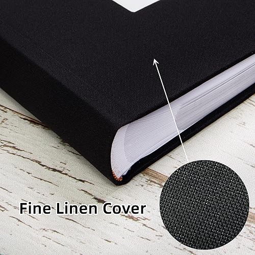 Miniatura 5 de Mublalbum Álbum de fotos de 4 x 6 pulgadas 200 fotos cubierta de lino con áreas de notas libro de fotos para boda familia bebé vacaciones negro