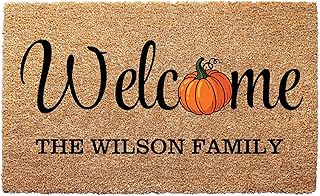 clicked craft Welcome Pumpkin Family Name Doormat - Personalized Fall Fr...