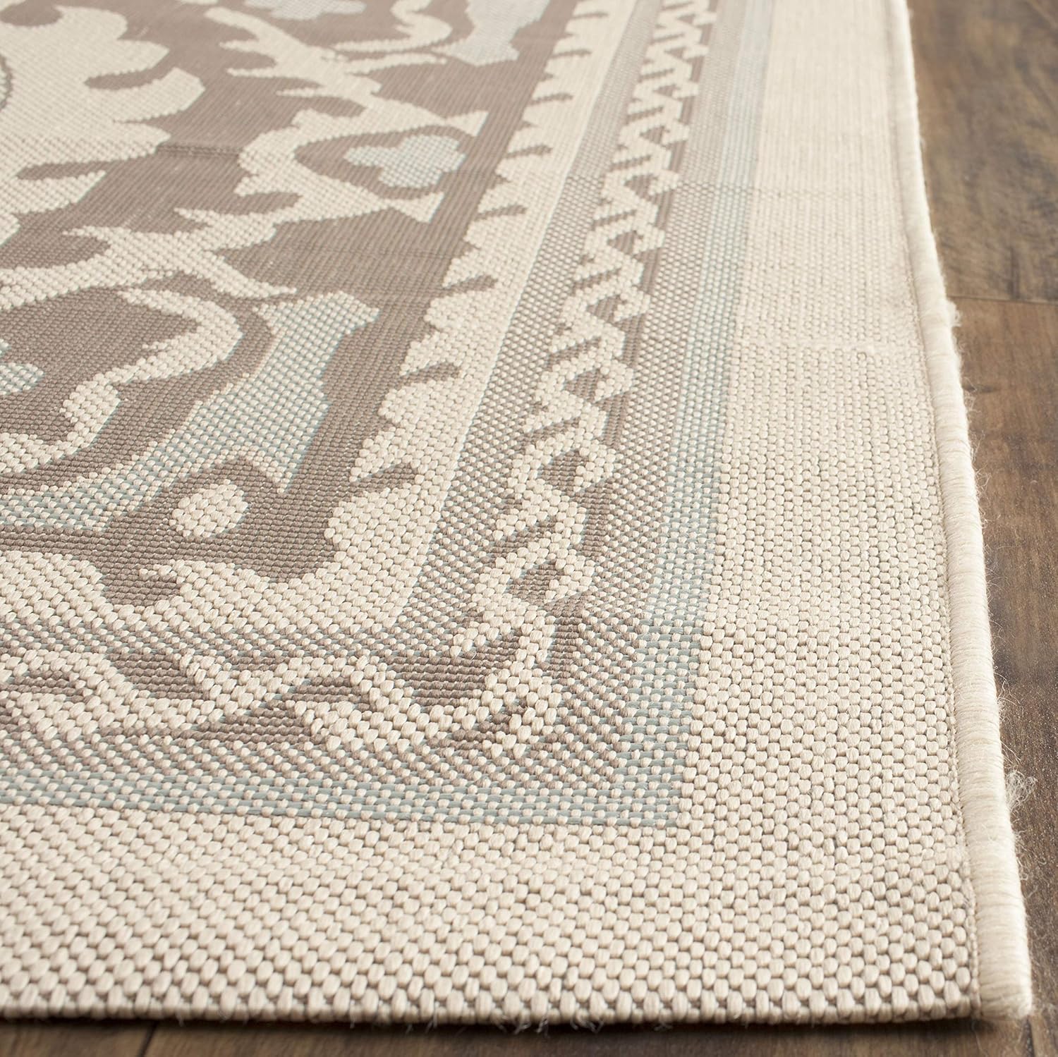 SAFAVIEH Washable Rug Outdoor Courtyard Collection - 2'3" x 6'7" Runner, Beige & Dark Beige, Non-Shedding & Easy Cleaning, Ideal for Patio, Entryway, Mudroom, Hallway, Kitchen (CY7059-79A18)