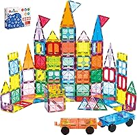 Vista 1 de Azulejos de Construcción Magnéticos, Set de Construcción de 134 Piezas con Imanes Grandes, Bloques Magnéticos, Juguetes de Apilamiento STEM 3D