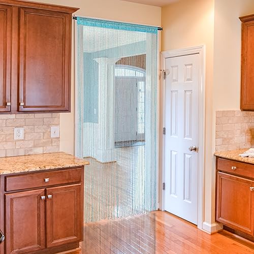 Miniatura 5 de Atsweetlife 2 piezas de cortina de hilos para puerta con cuentas, cortinas para umbral, divisor de habitación colgante, decoración con cuentas