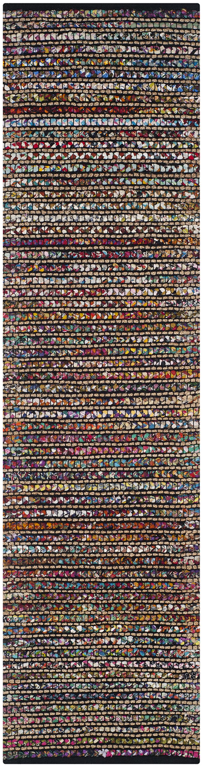 SAFAVIEH Cape Cod Collection Runner Rug - 2'3" x 10', Multi, Handmade Flat Weave Braided Cotton & Jute, Ideal for High Traffic Areas in Living Room, Bedroom (CAP360A)