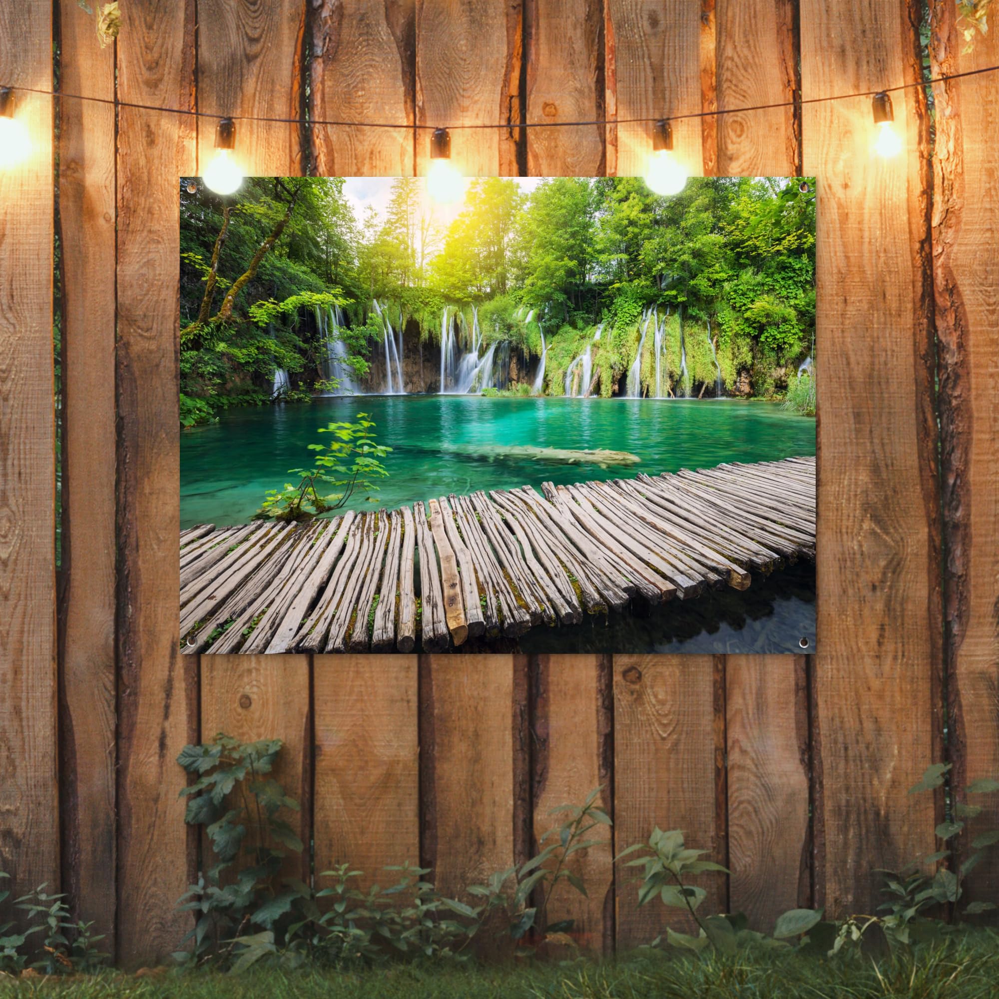 MuchoWow© Poster De Jardin 120x90 cm Decoracion Balcón Wall Decoration Adornos Pared Terraza Exterior Decoración Patio Posters Decorativos Puente - Cascada - Naturaleza