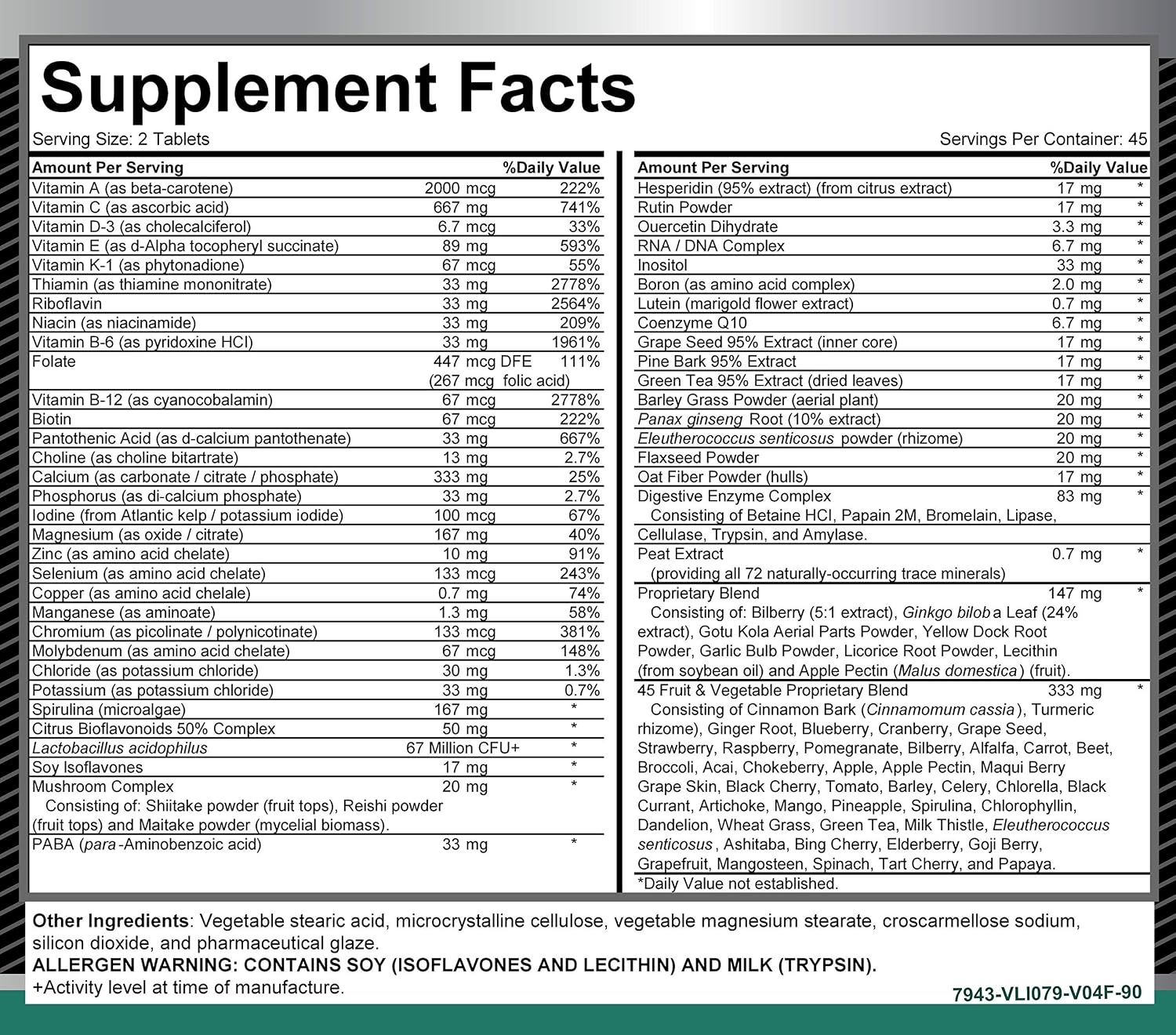 MiracleMulti MEGA Multivitamin for Men and Women - Multi Vitamin and Multi Minerals with Probiotics, Enzymes, Mushroom Complex, Anti-Oxidants, Organic Superfood Blend, Non-GMO - 90 Tablets