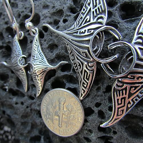 Miniatura 5 de Manta Ray Earrings Lg. Sterling Silver.