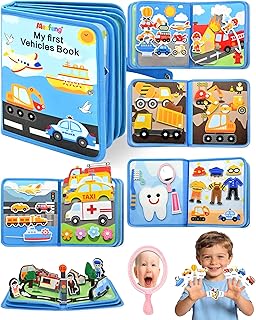 Meafeng® Busy Board ab 1 2 Jahr, Montessori Spielzeug Baby Filzbuch Transport Busy Book mit 3D-Verkehrsszenen, Flugzeug Beschäftigung Kinder, Ostergeschenke Basteln Jungen Mädchen