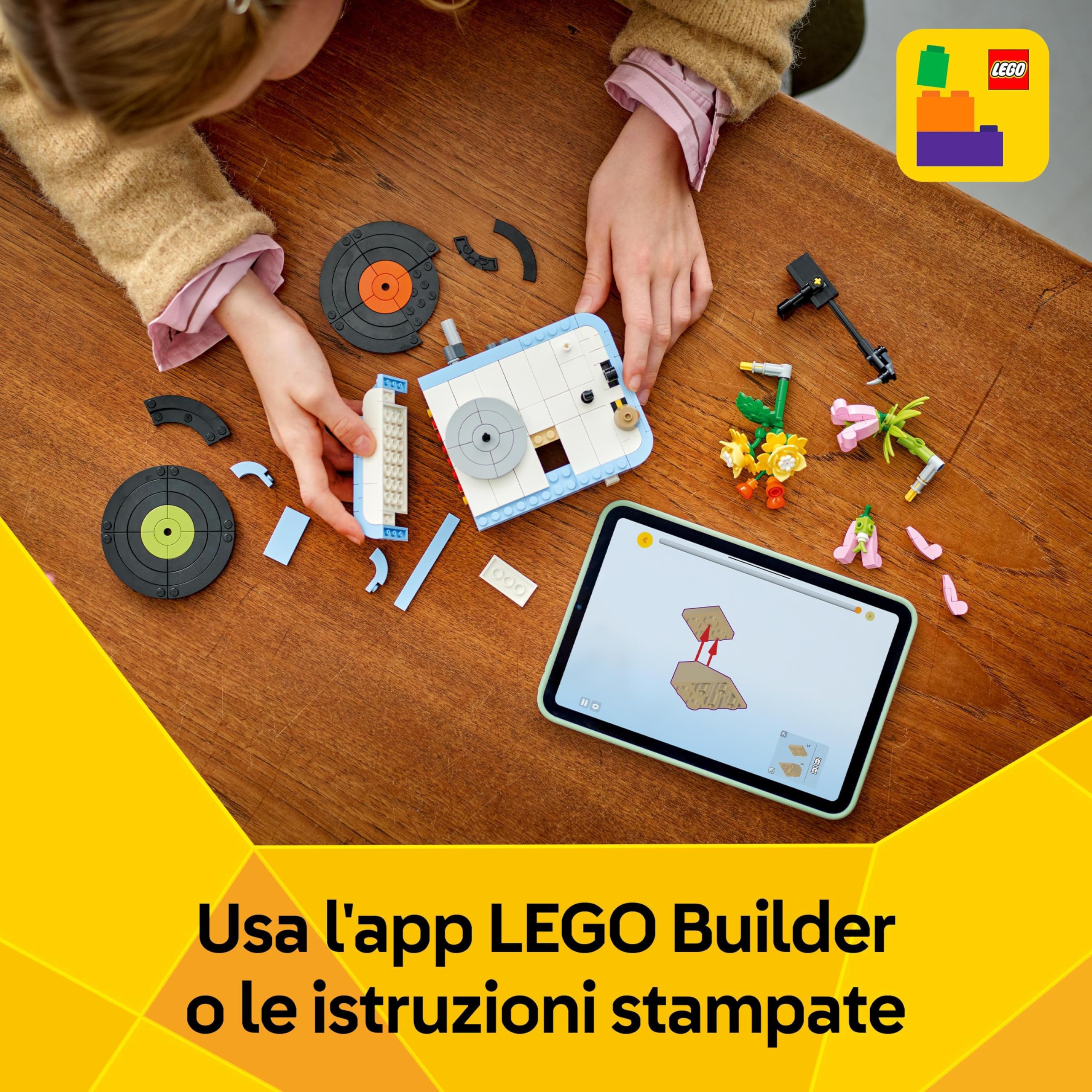 LEGO Creator 3in1 Record Player with Flowers Building Toy - Rebuilds Into a Radio Model or Microphone - Music Toys for 8+ Year Old Girls & Boys - Creative Gift Idea - 31172
