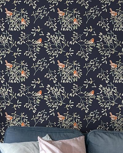 Miniatura 7 de EeeComing Papel tapiz autoadhesivo para despegar y pegar, vintage, extraíble, papel de contacto con pájaros, 16.1 x 393.7 pulgadas, autoadhesivo
