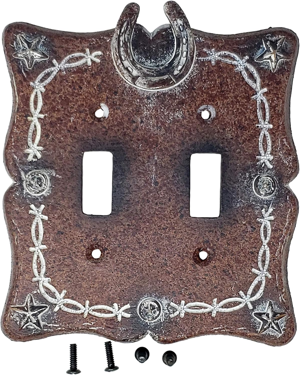 Rainbow Trading RA 4882 Barbed Wire and Horseshoe Decorative Double Switch Plate Cover