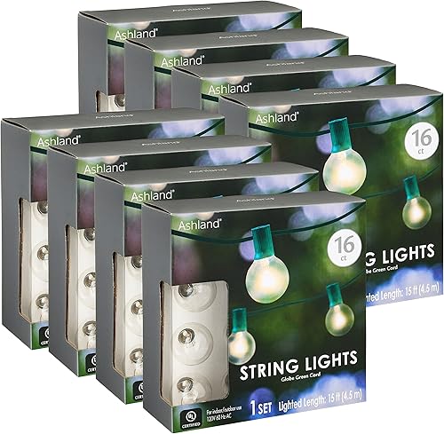 Paquete de 8 cadena de luces redondas G40 de 16 quilates de Ashland