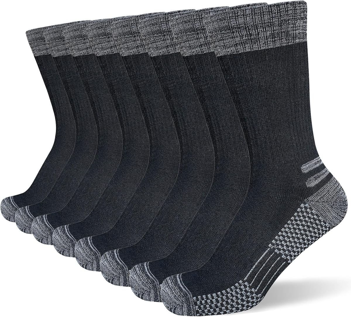 suaskk Mens Crew Work Boot Socks Thick Cushioned Moisture Wicking 3/4 Pairs