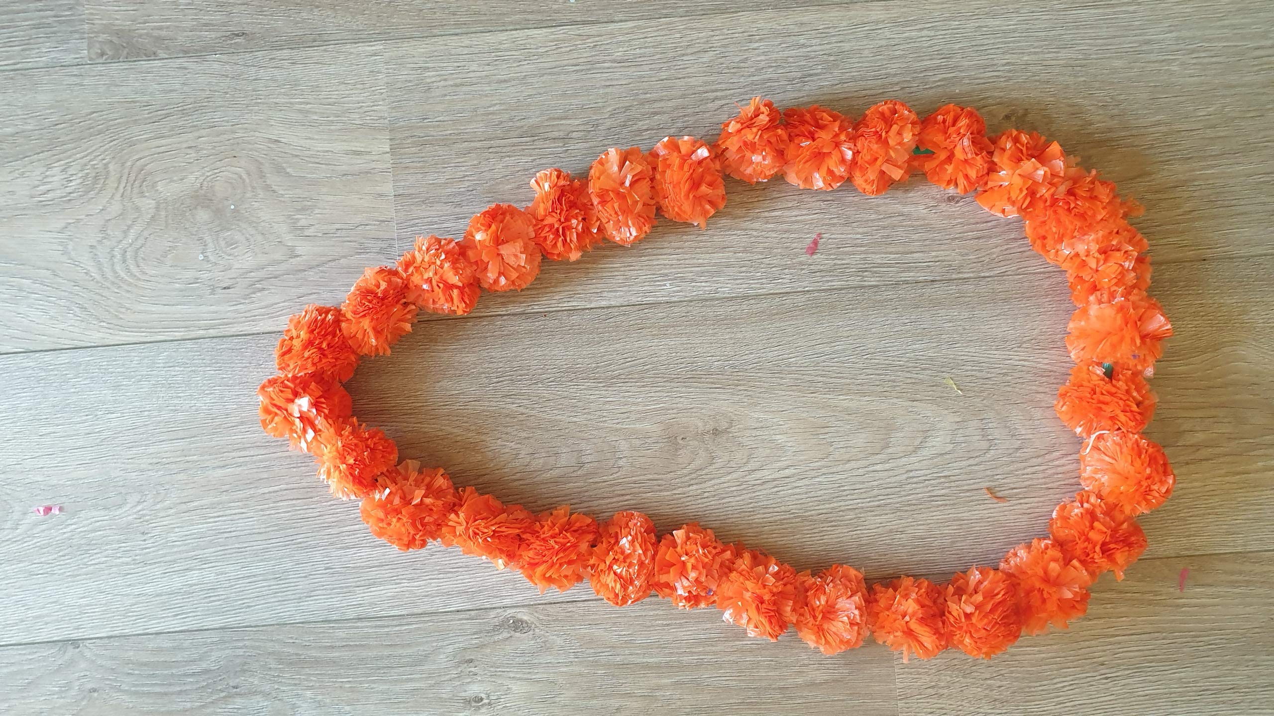 Estationeryhouse Artificial Indian marigold garland mala haar jaimala shaadi indian wedding pooja ashtami-Mala 2 pcs (Bright Orange)