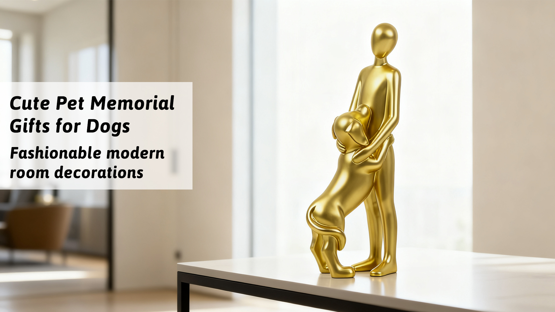 Escultura Decorativa de Hombre y Perro en Resina miniatura 7