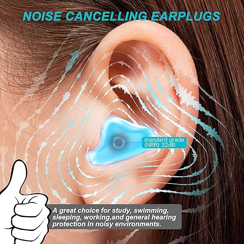 Miniatura 2 de Tapones para los oídos 2021, para cancelación de ruido para dormir, 8 pares de tapones de silicona impermeables y reutilizables con cancelación de