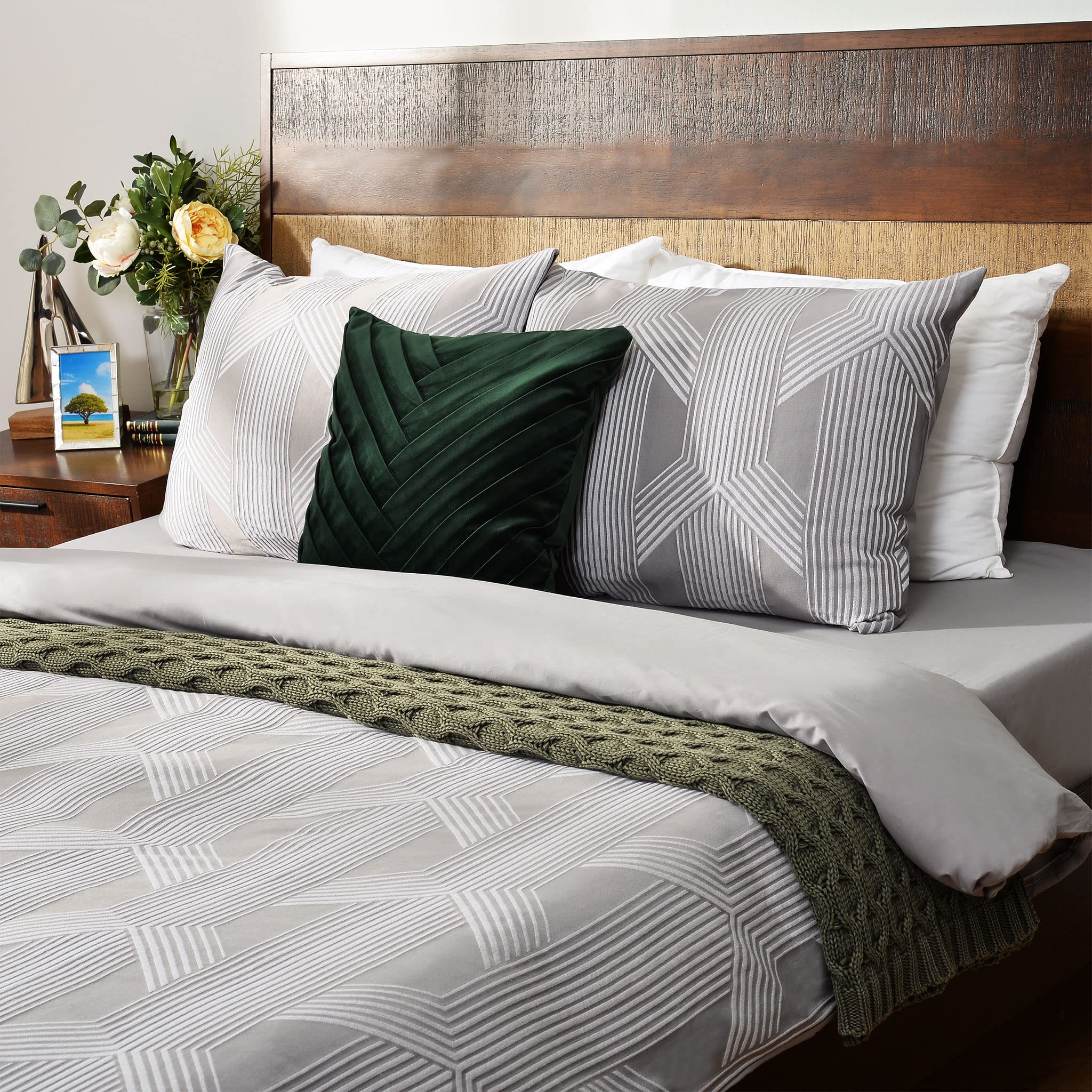 YF41387101 4-teiliges Bettwäsche-Set Cheryl 200x220cm grau