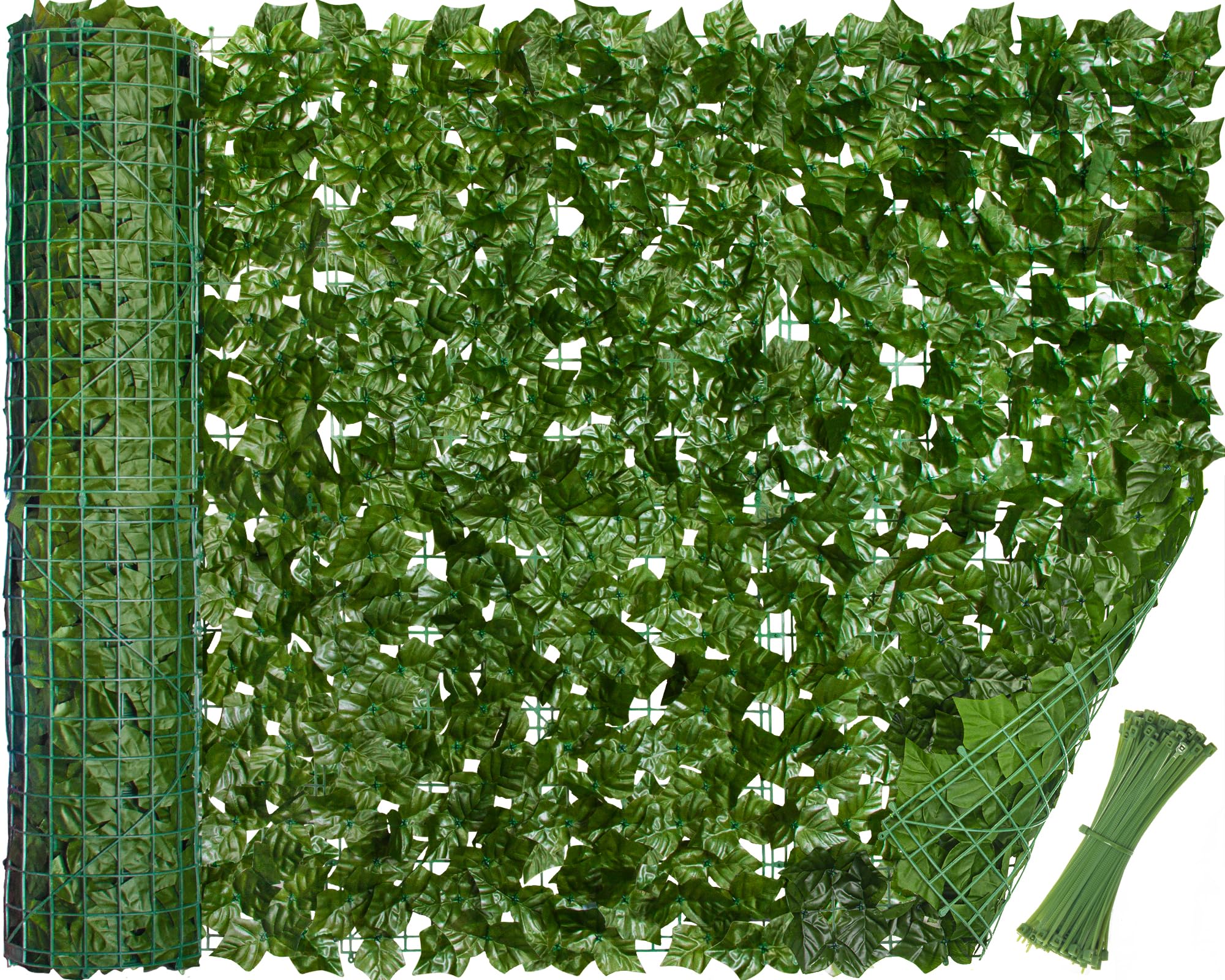 CQURE Privacy Fence Screen,118 x 39.4 inch Artificial Ivy Vines Hedge Wall Privacy Fence with 100 Pcs Zip Ties Decoration for Balcony Outdoor Graden