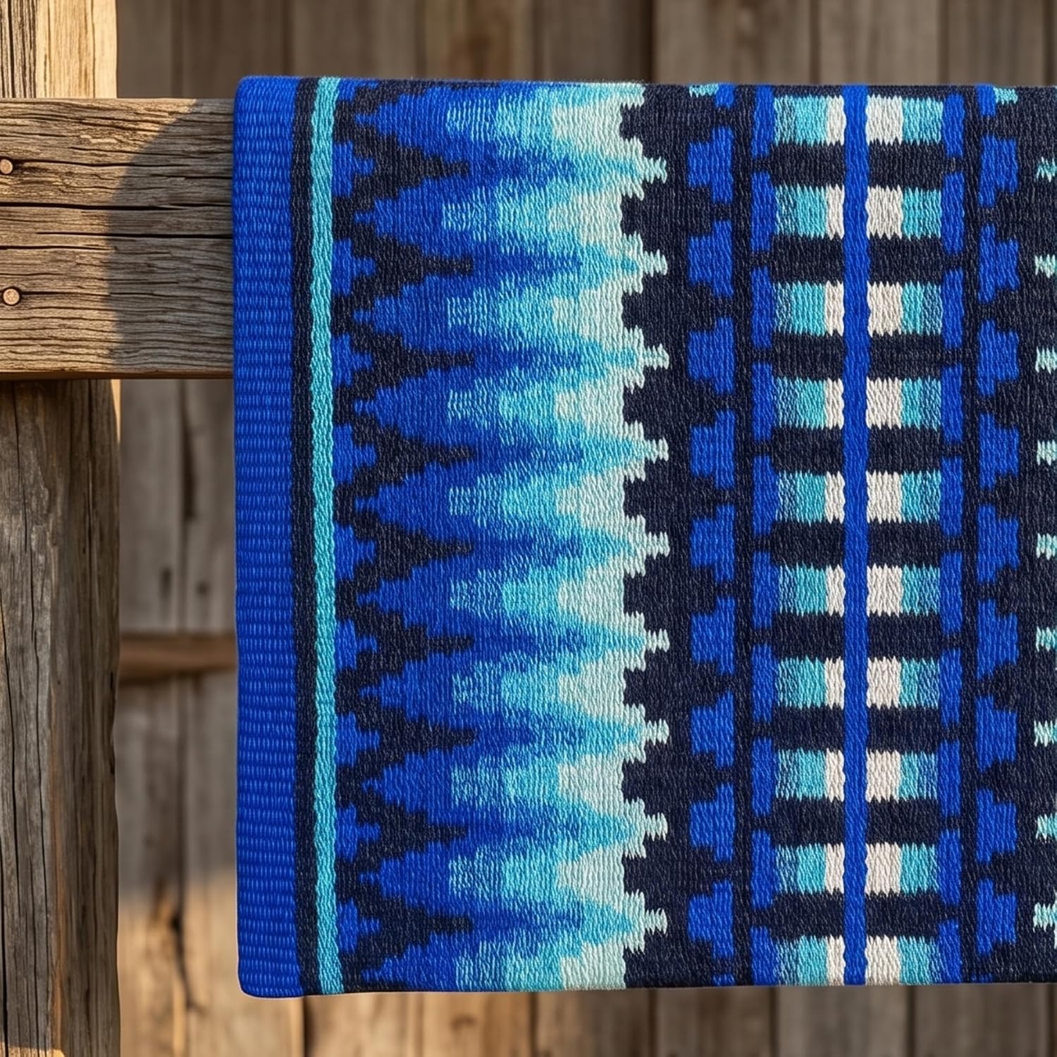 Western Show Saddle Pad/Blanket for Horses - Handmade Wool Saddle Blanket with New Zealand Design, Thick, Durable & Comfortable for Horse Riding M07 (Article No.21, 34” L x 36” W x 1)