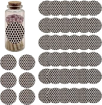 DAQUN 42 Pcs Pre-Cut Round Match Striker Stickers, Self-Adhesive Match Strike Paper for DIY Decorative Match Jars and Craft Projects, Brown