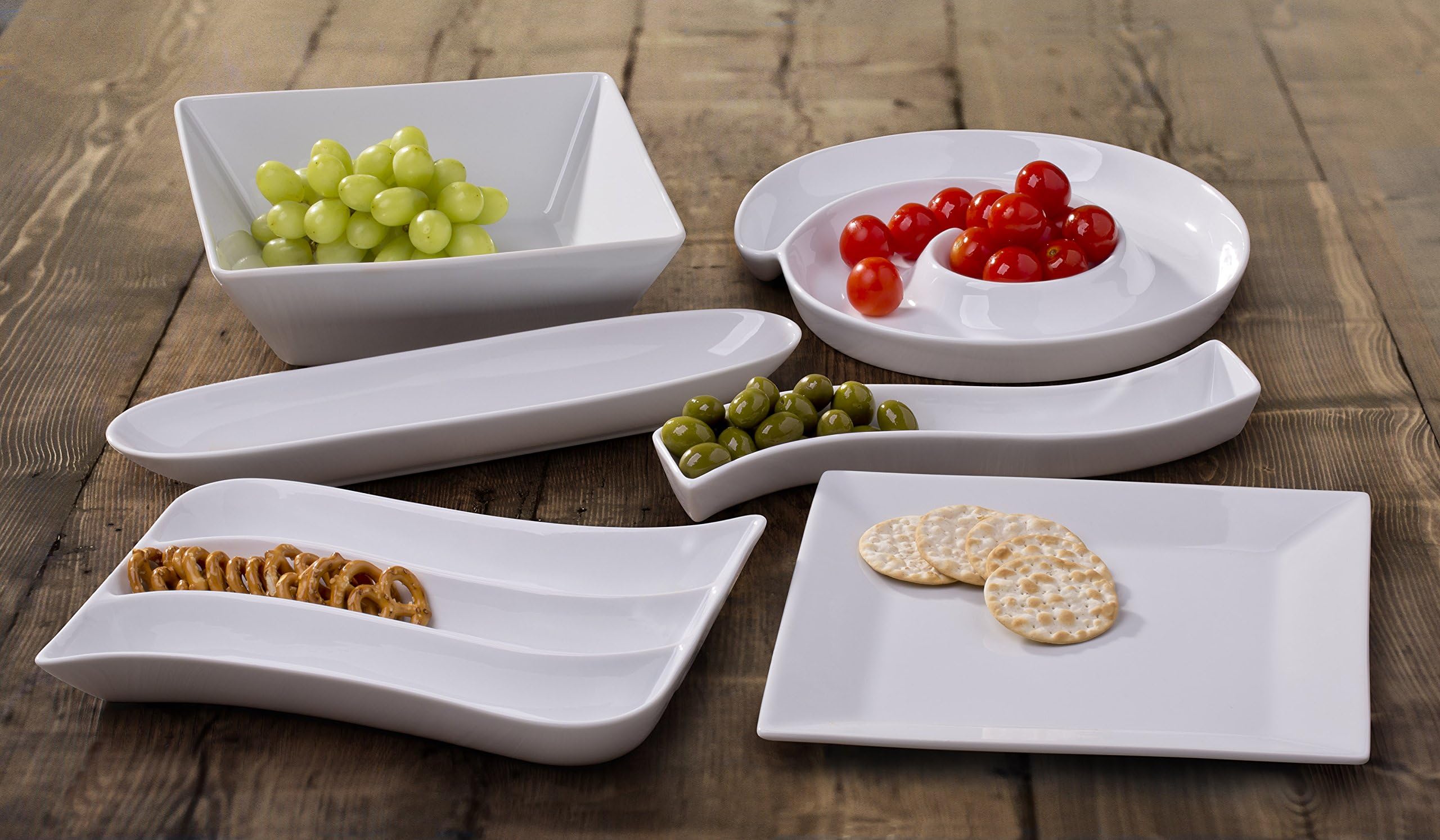 6 Piece White Porcelain Serving Party Set