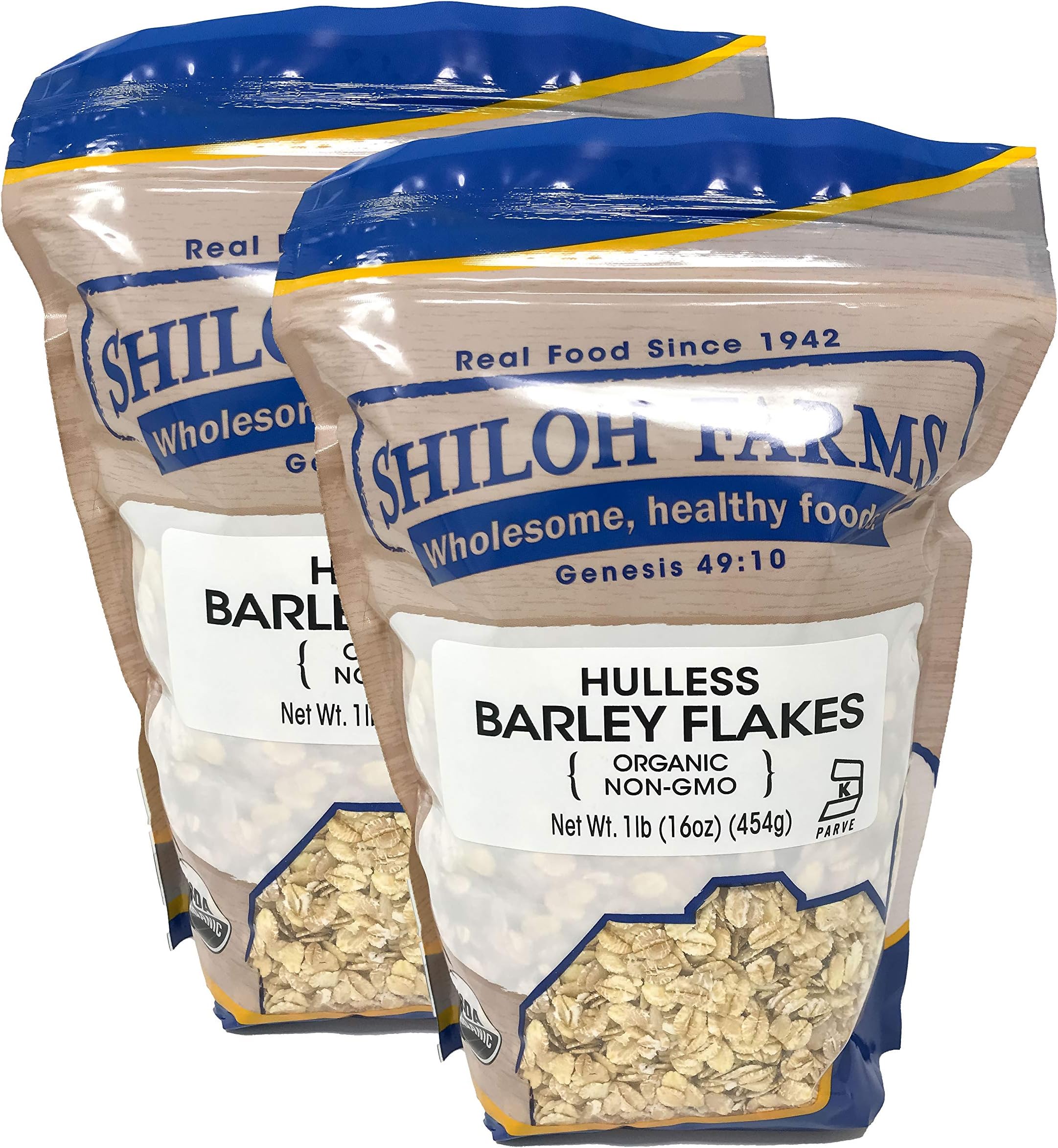 Shiloh Farms - Organic Hulless Barley Flakes 16 Ounce - 2 Pack
