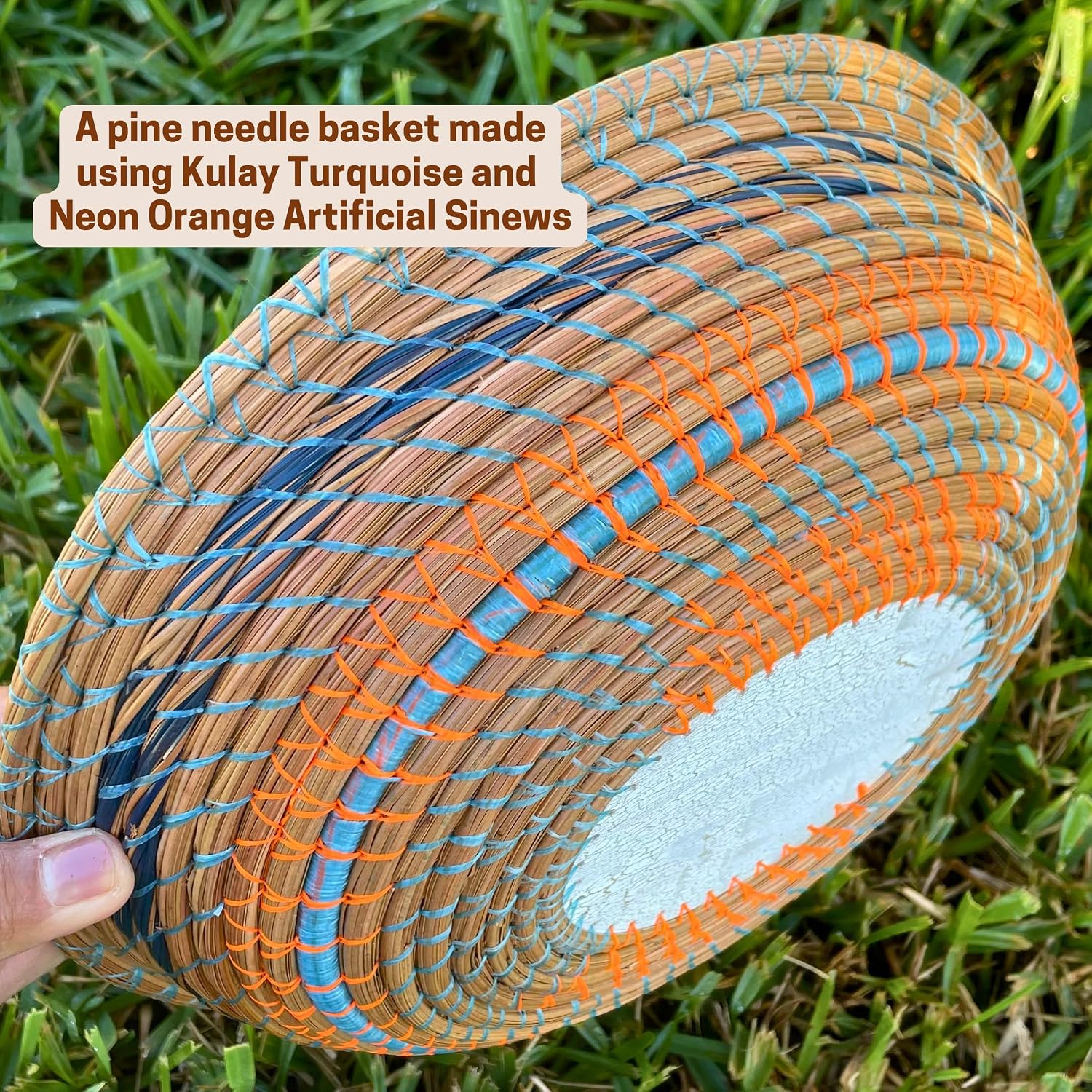 Kulay Artificial Deer Sinew Turquoise Waxed Flat Polyester Thread for Beading, Leather, Tie-dye Crafts and Sewing, Turquoise Sinue (5-Ply, 300 Yards or 900 Feet)