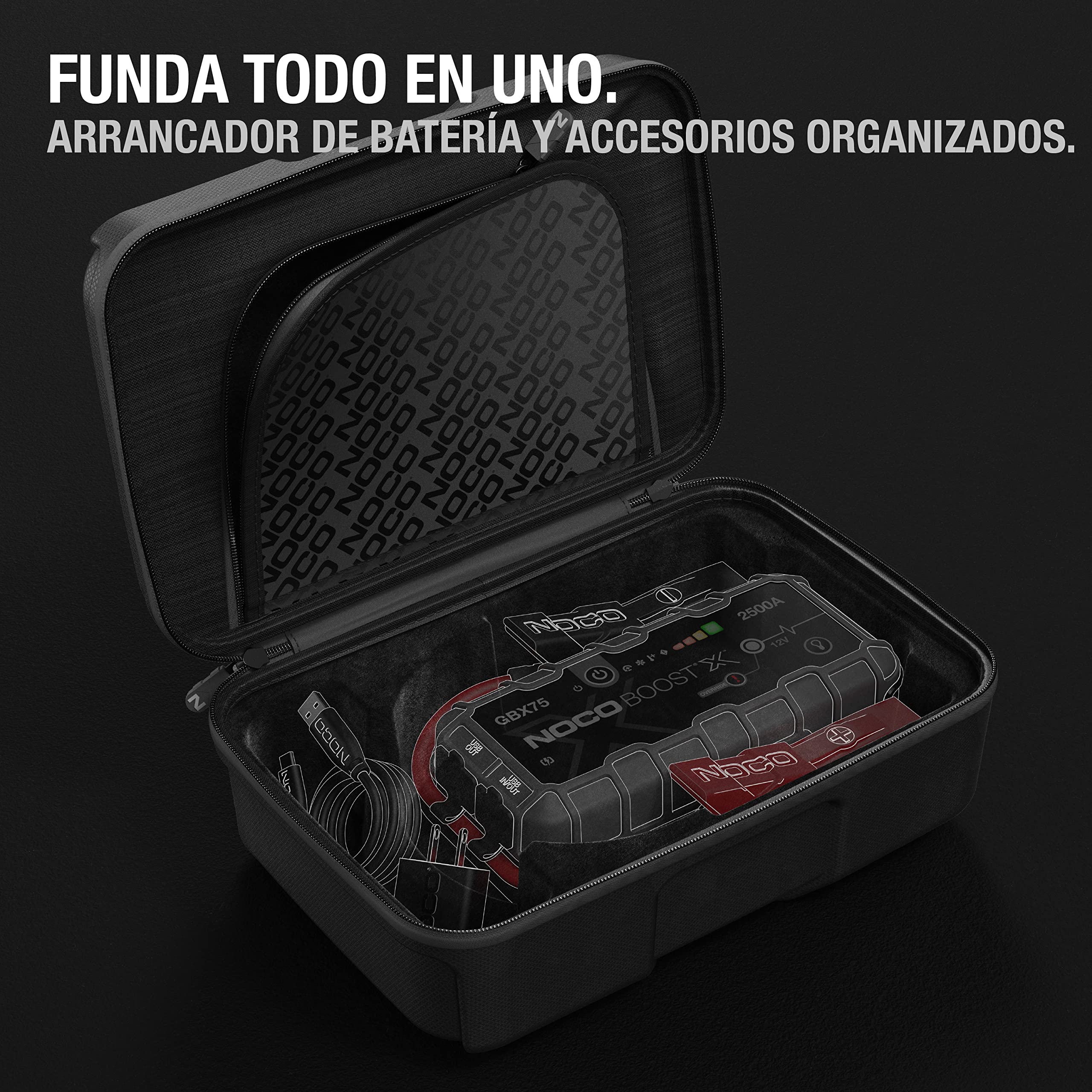 NOCO Boost X GBX75, Arrancador de Batería de Coche 2500A, Booster de Bateria Portátil & GBC103 Boost X Maletín de Protección EVA para Arrancadores Auxiliares de Litio GBX75 UltraSafe