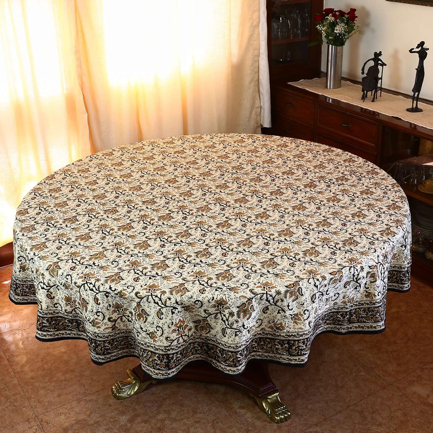 Spring Tablecloth Round 177 Indian Home Decor Floral Cotton Amazon.co