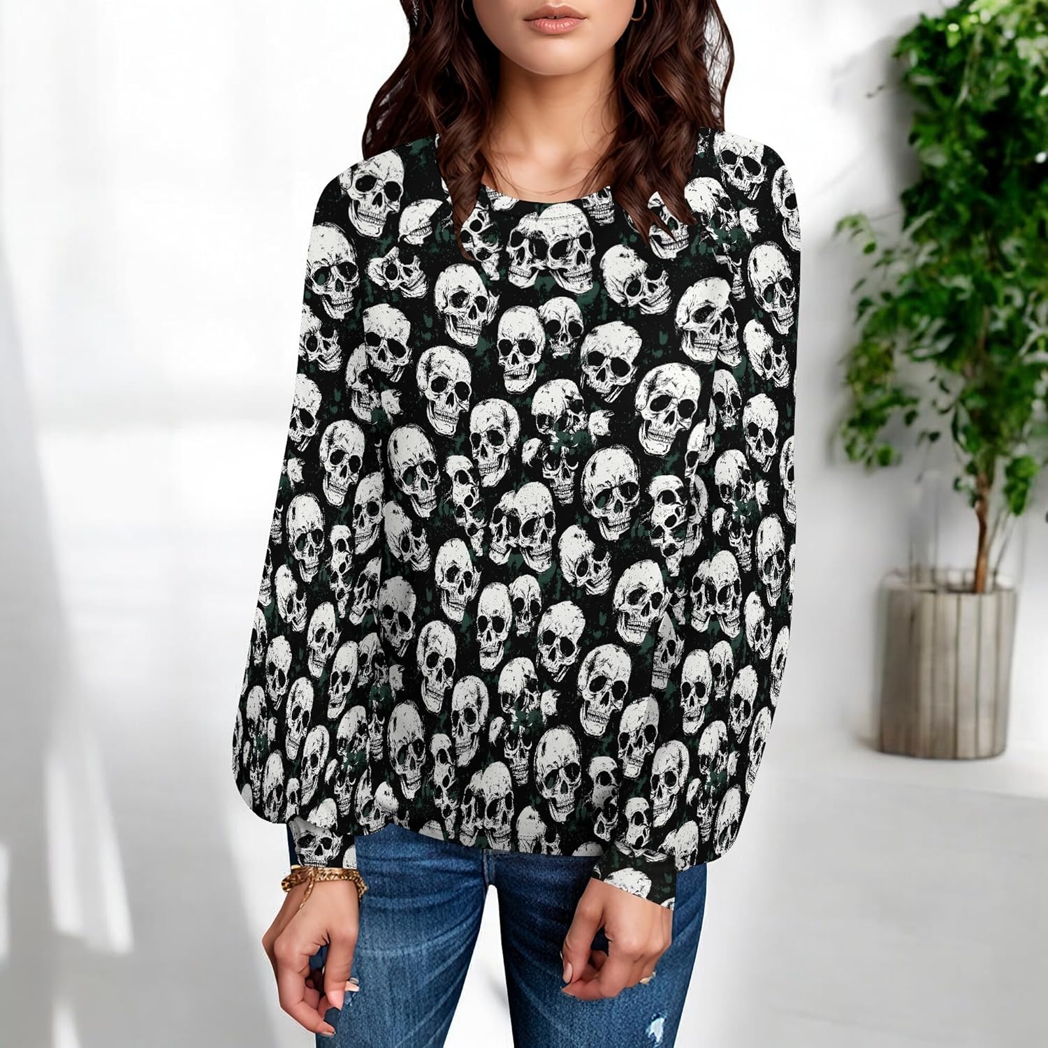 Halloween Sweatshirts For Women Ghost Pullover Sweatshirts For Women Long Sleeve Halloween Tops Trendy Outfits - Image 2