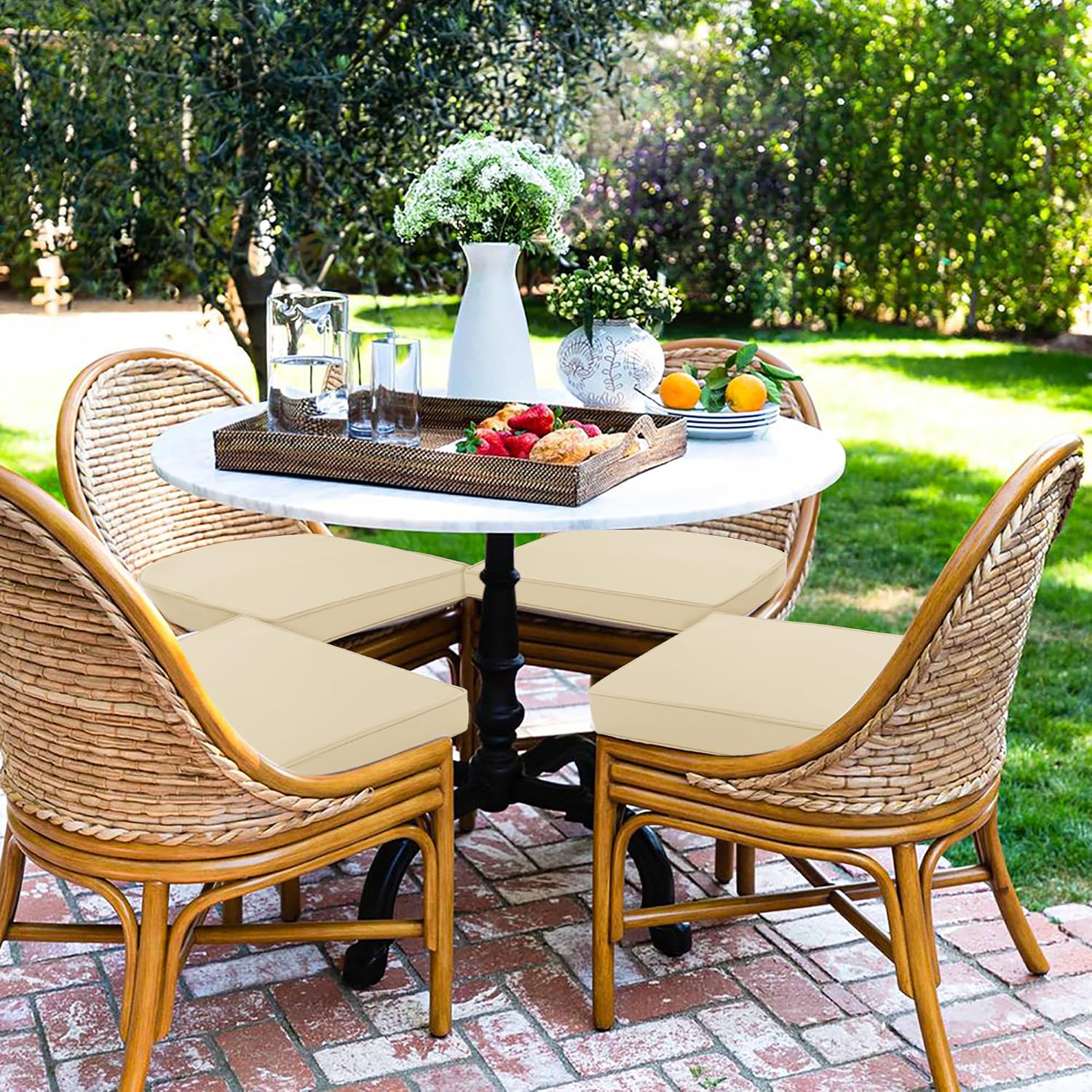 Outdoor Chair Cushions Set of 4, 17 x 16 Inch Waterproof Seat Pads thumbnail