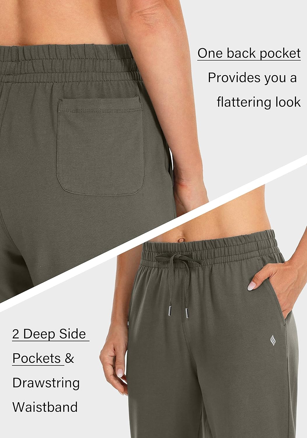 SANTINY Women's Cotton Sweatpants Yoga Lounge Casual Pants Open Bottom Sweat Pants for Women with Pockets - Image 5