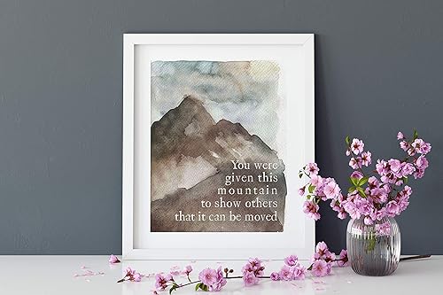 Miniatura 7 de Arte de pared con cita motivacional "Move Mountains", impresión artística inspiradora de acuarela de 8 x 10 pulgadas sin marco, ideal para