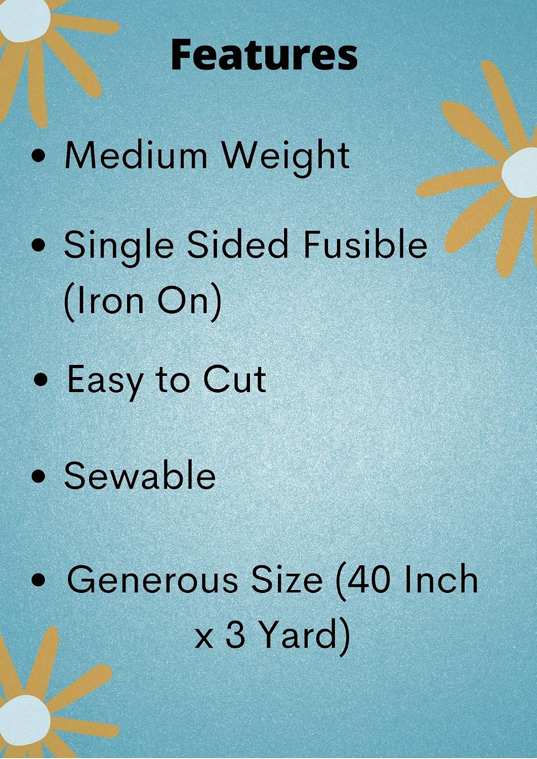 MAROBEE Medium Weight Iron On Fusible Interfacing for Sewing Projects, (40 Inch x 3 Yard) White Non-Woven, One Sided
