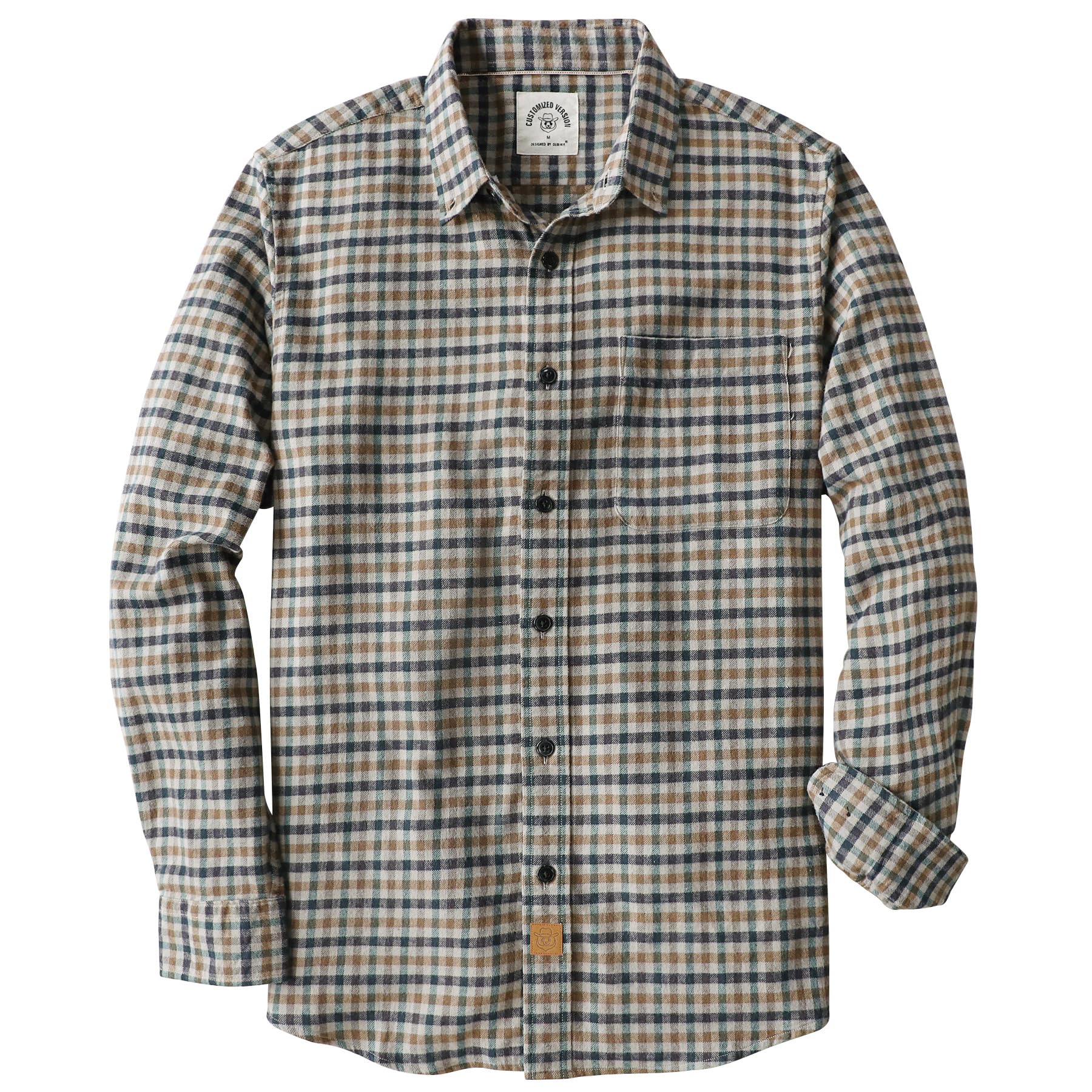 6 oz Flannel Shirt for Men Cotton Casual Long Sleeve Button Down