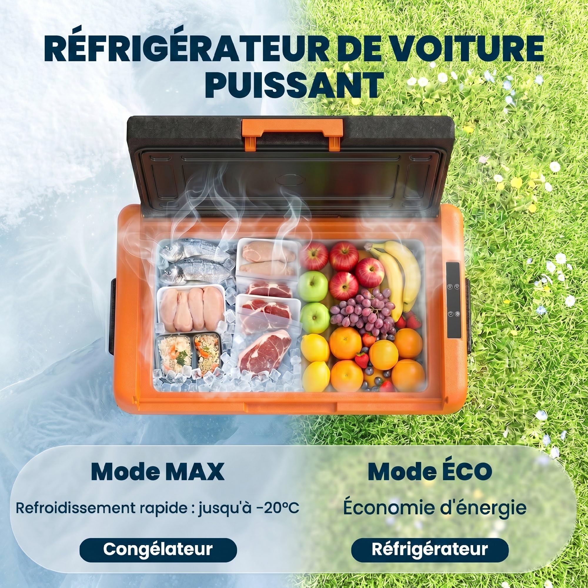 Outsunny Glacière électrique Portable réfrigérateur congélateur avec poignées