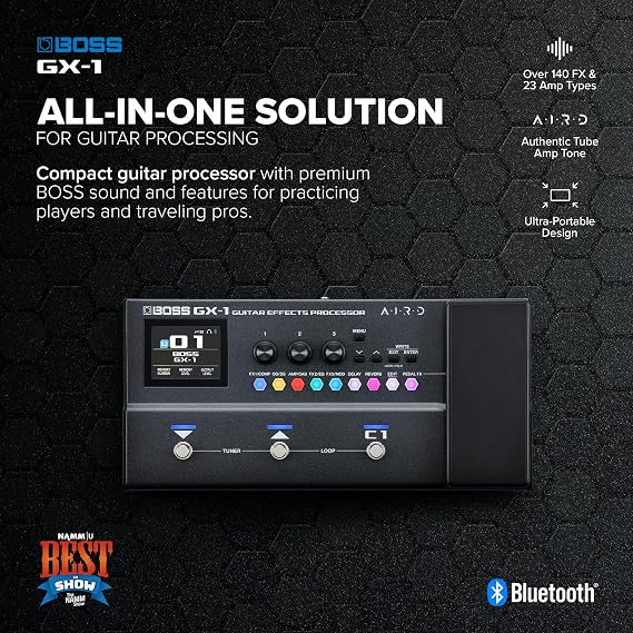BOSS GX-1 | Ultra-Portable Guitar Effects Processor | Packed with Iconic Amps & Effects | Premium AIRD Sound Engine | Ideal for Beginner Guitarists | Bluetooth Connectivity | Versatile Power Options