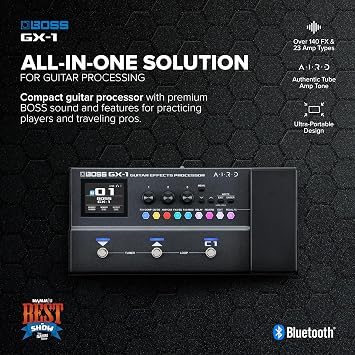 BOSS GX-1 | Ultra-Portable Guitar Effects Processor | Packed with Iconic Amps & Effects | Premium AIRD Sound Engine | Ideal for Beginner Guitarists | Bluetooth Connectivity | Versatile Power Options