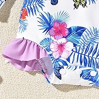 Vista 32 de Aalizzwell Traje de baño de una pieza de manga larga con sombrero para bebé niña Sirena cian