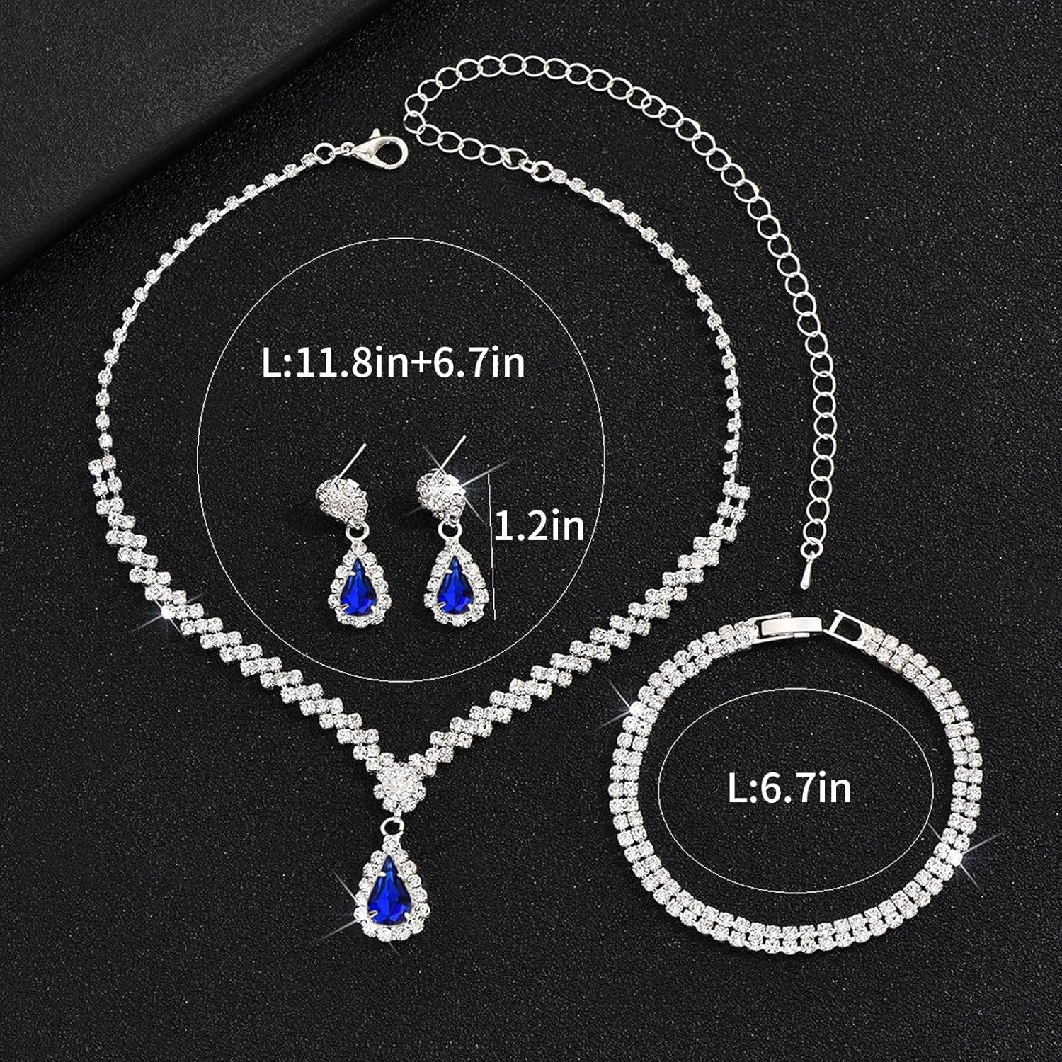 Frodete Silver Prom Jewelry Set Costume Jewelry for Women Rhinestone Necklace Earrings Sets Formal Prom Dress Accessories Wedding Sets for Brides Bridesmaid Guest - Image 6