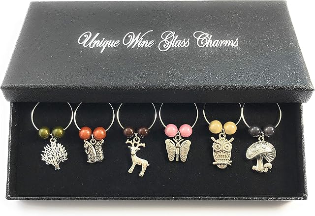 Libby's Market Place In The Countryside Wine Glass Charms with Gift Box