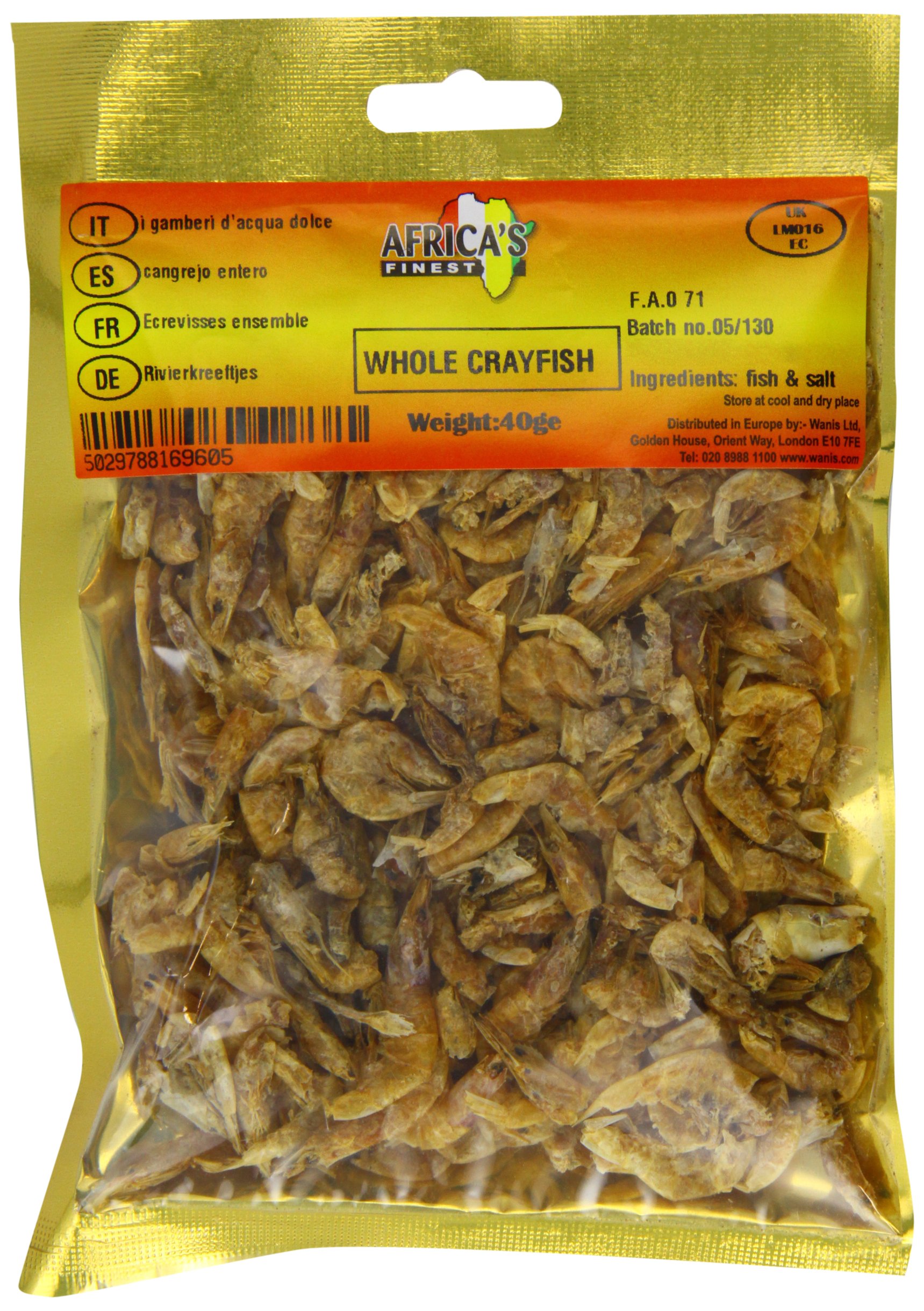 Africa's Finest Whole Crayfish 40 g (Pack of 10) - Dried Crayfish for Soups, Stews, and African Dishes | Rich in Protein, Nutrient-Rich | Conveniently Packed