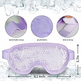 Cooling Eye Mask with Gel Bead, Reusable Cold Compress Ice Pack Sleeping Eye Cooling Pads for After Eyelid Surgery, Puffiness, Puffy Eyes, Headache, Migraine Relief Purple