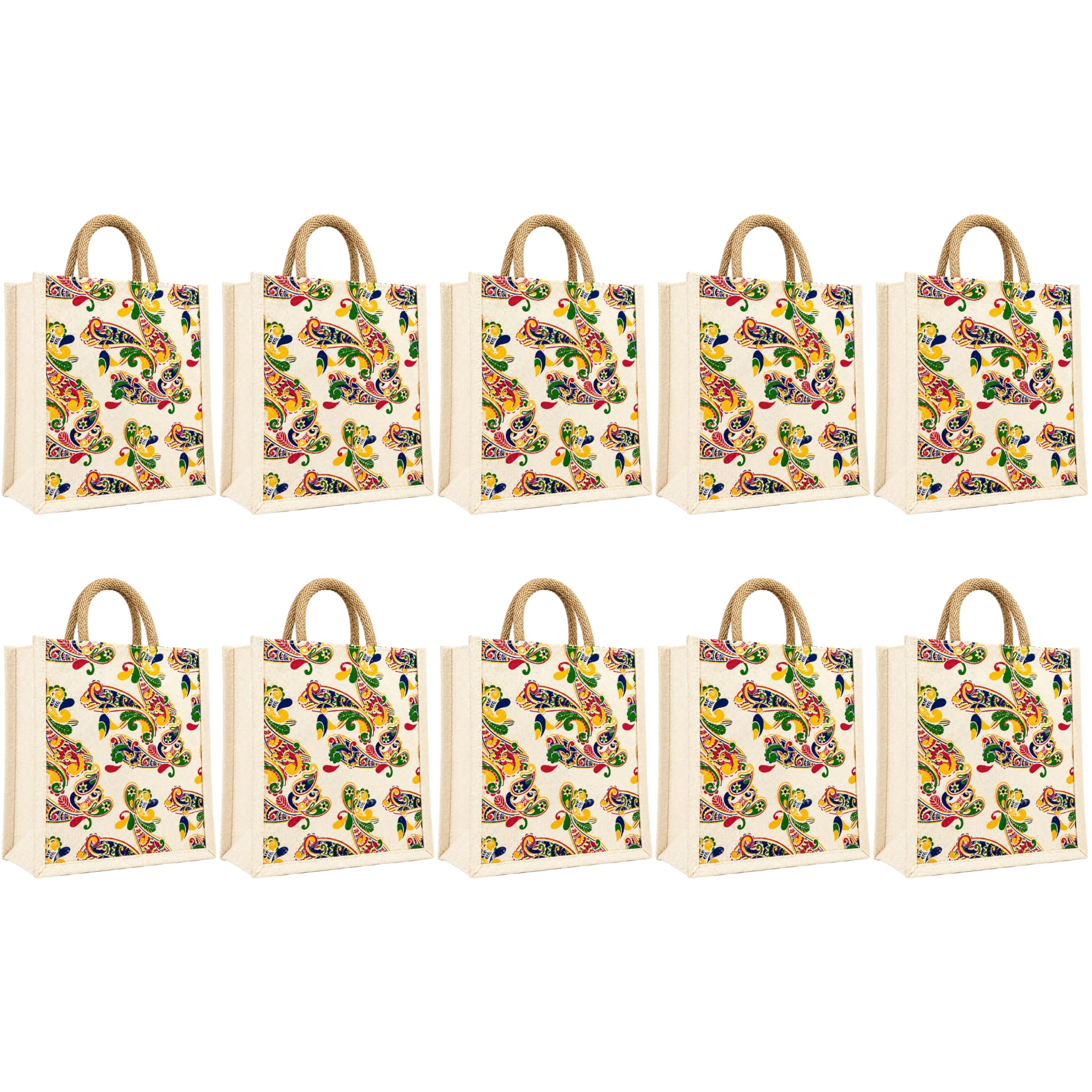 cantainoo Canvas Return Gift Bags for Wedding, Birthday & Festive Functions | Reusable Canvas Tote Bags with Handles(Pack of 10) (Nova Weave-Zip)