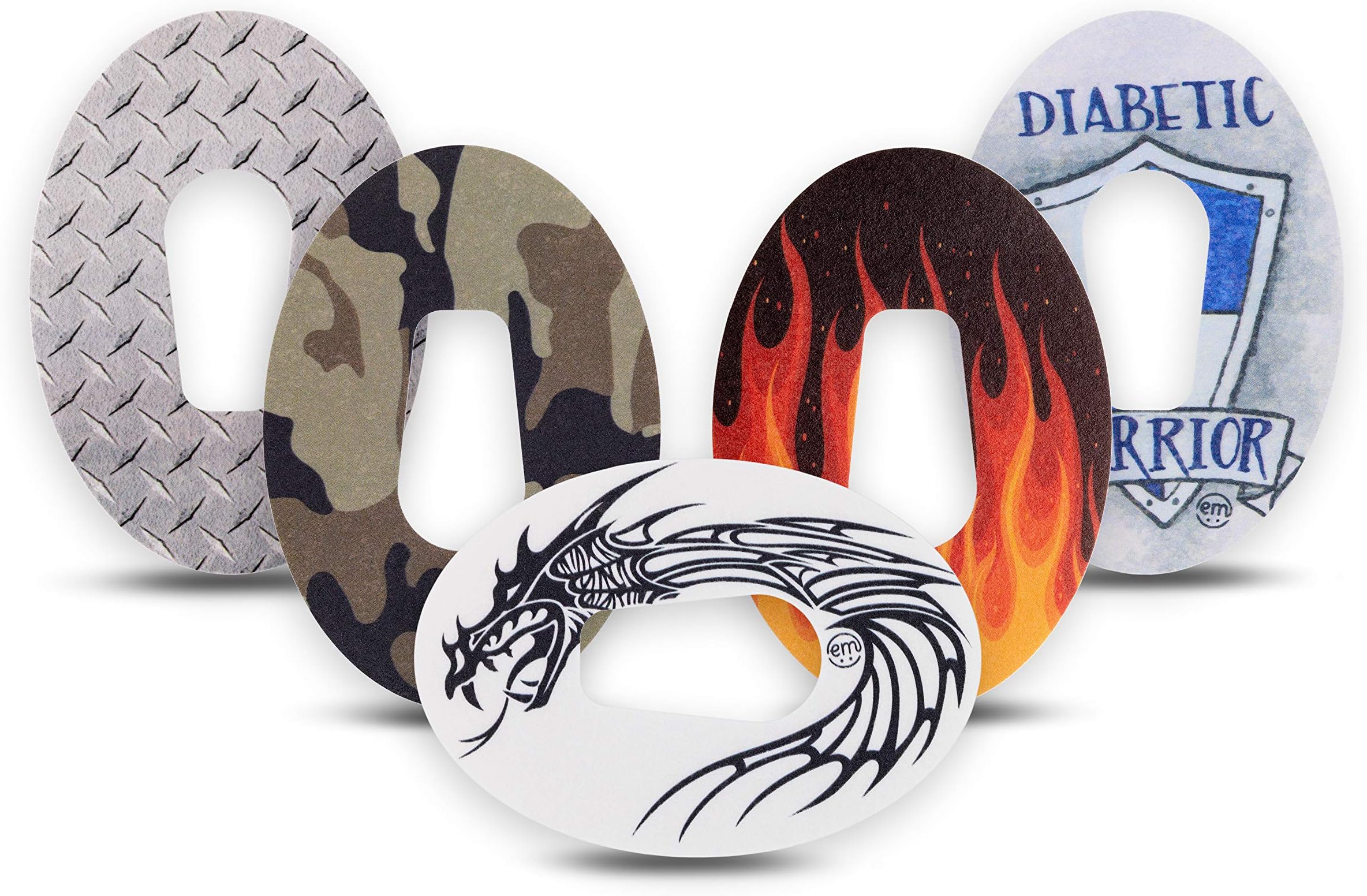 Adhesive Patches for Dexcom G6 (5-Pack) - Waterproof & Sweatproof, Non-Fraying Sensor Covers - Pre-Cut CGM Sensors - (Warrior Variety Pack) - Made in USA