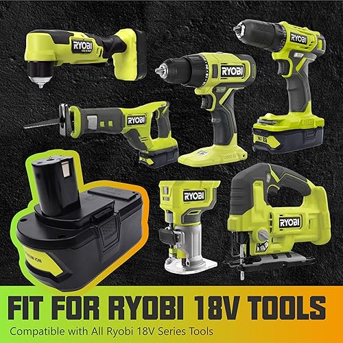 Miniatura 8 de Paquete de 2 baterías de litio de repuesto de 6000mAh 18V para Ryobi 6.0Ah P108 18V batería P102 P103 P105 P107 P109 ONE+ herramienta inalámbrica