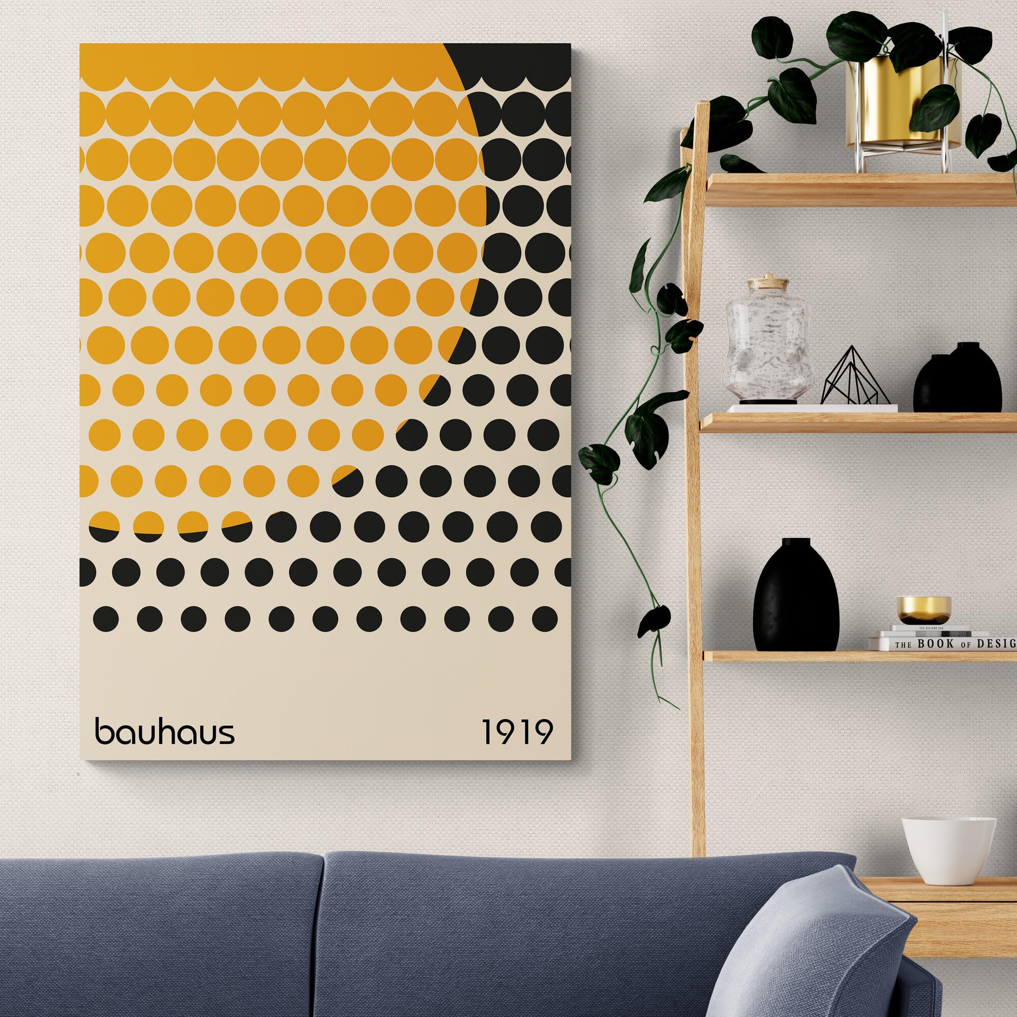 Bauhaus Wandkunst Bauhaus Druck Ausstellungsplakat Set mit 3 Drucken eingewickeltes, gerahmtes Leinwandbild verschiedene Größen (A2 61 cm x 41 cm)