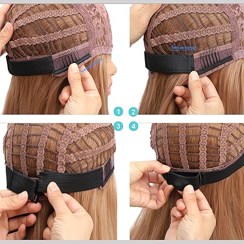 Miniatura 6 de JIUSERLU 6 bandas elásticas ajustables negras para pelucas, correas ajustables para pelucas y hacer pelucas, bandas de peluca ajustables, correas