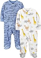 Simple Joys by Carter's Unisex Baby Footed Fleece Zipped Long Sleeve Sleepsuit, Pack of 2