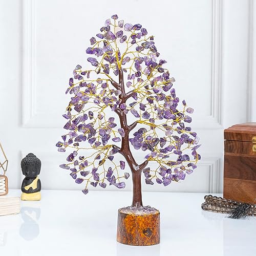 Miniatura 8 de Árbol de la vida de amatista, chakras de energías positivas decoración feng shui hecha a mano bonsái de buena suerte y dinero, cristales morados de